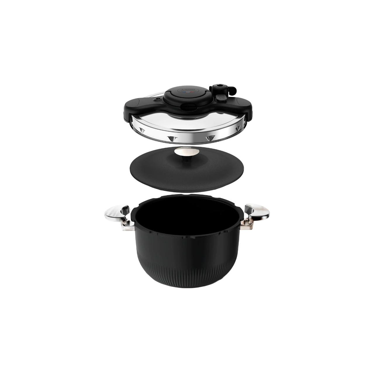 طنجرة ضغط SEB Tempo سعة 6 لترات، مصنوعة من الفولاذ المقاوم للصدأ، لون أسود