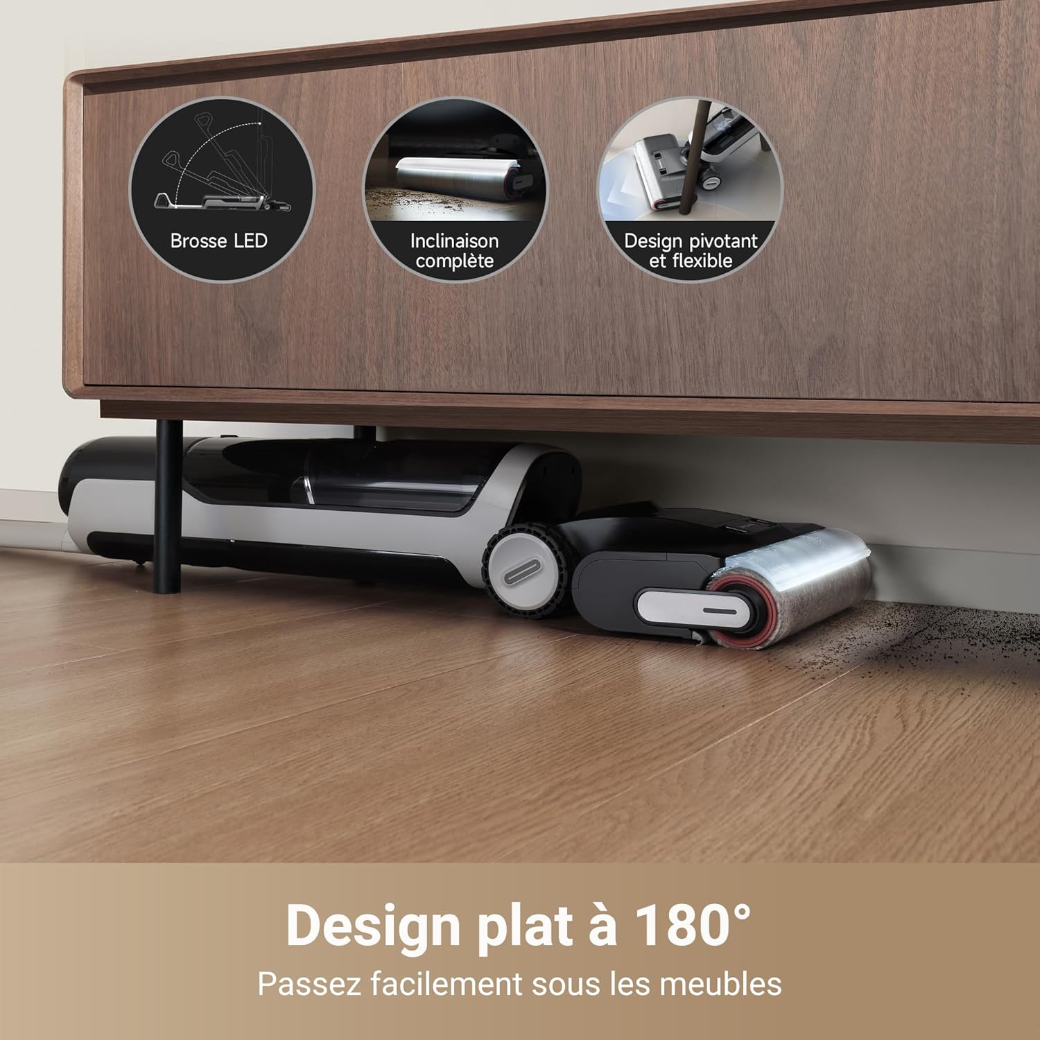 مكنسة دريم H14 برو الرطبة والجافة، تصميم مسطح بزاوية 180 درجة