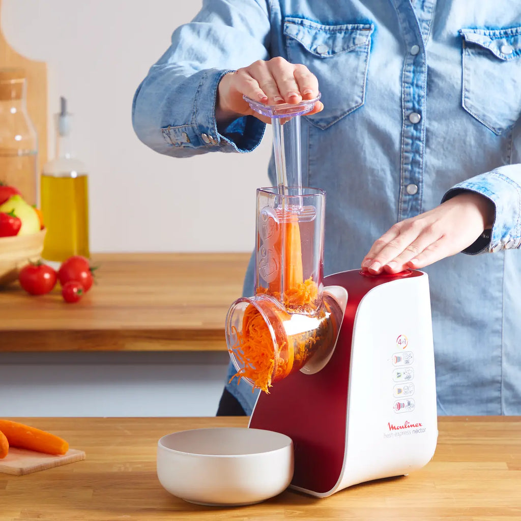 Moulinex Fresh Express Nectar 4-en-1 - Râpe, Tranche et Prépare des Jus