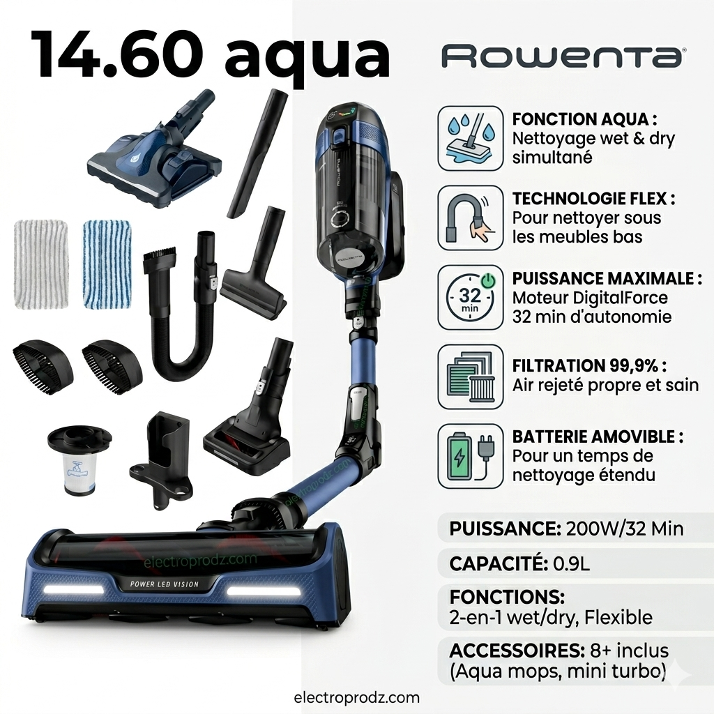 X-FORCE FLEX 14.60 AQUA - Aspirateur balais sans fil