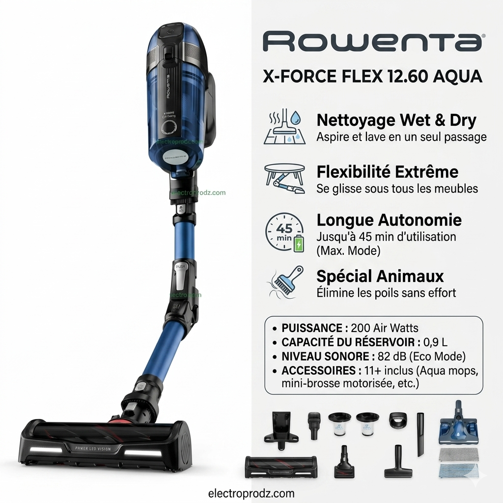 X-FORCE FLEX 12.60 AQUA - Aspirateur balais sans fil