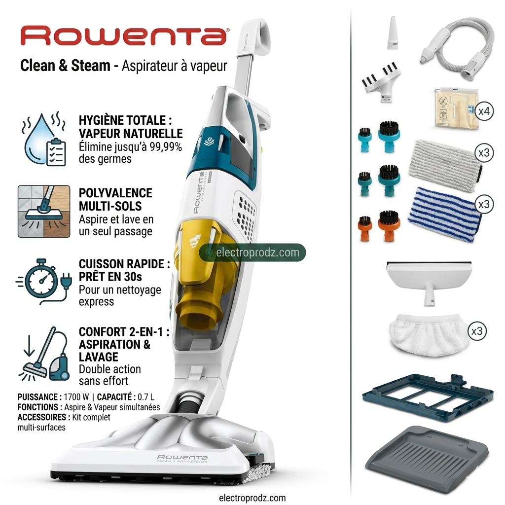 Rowenta Clean and Steam - Aspirateur a vapeur
