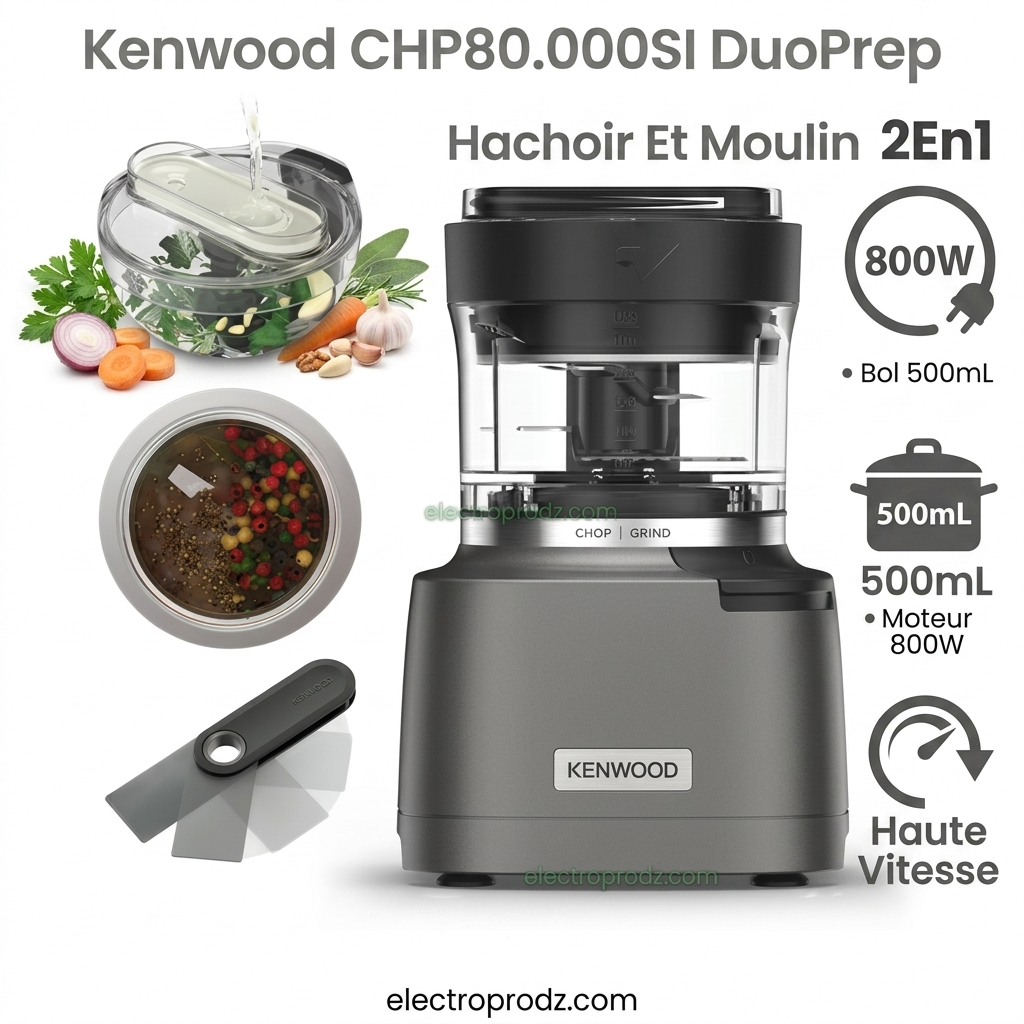 Hachoir Et Moulin 2En1 500mL 800W Haute Vitesse DuoPrep Kenwood CHP80.000SI