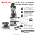 Ultra Juice ZU600110 Extracteur de jus - 200W - Fonction EasyClean - Tube d'alimentation XL