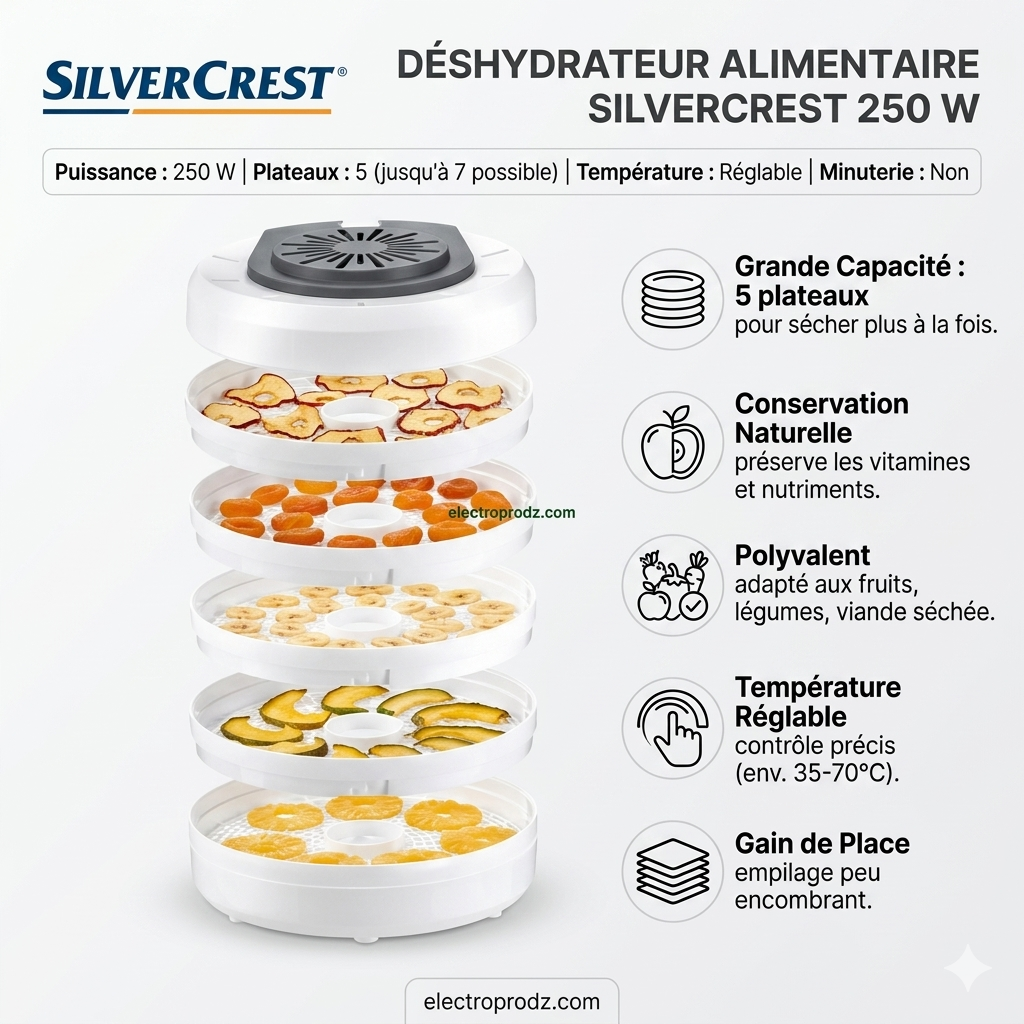 Déshydrateur alimentaire SilverCrest 250 W