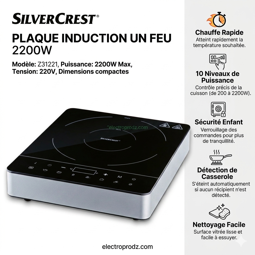 Plaque induction SilverCrest un feux 2200W