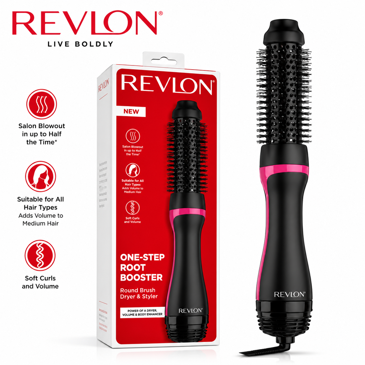 Brosse séchante et coiffante - REVLON - RVDR5292E - One Step Style Booster - Ronde 38 mm