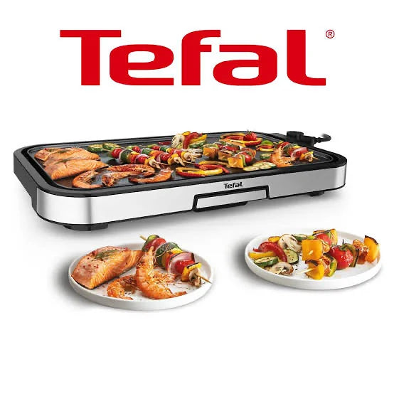 Giant Plancha XL Inox, 12 personnes, Cuisson saine, Thermostat 5 niveaux, 250°C