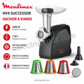HV4 Successor, Hachoir à viande, 2000 W, 7 en 1, Fabriqué en France, Noir