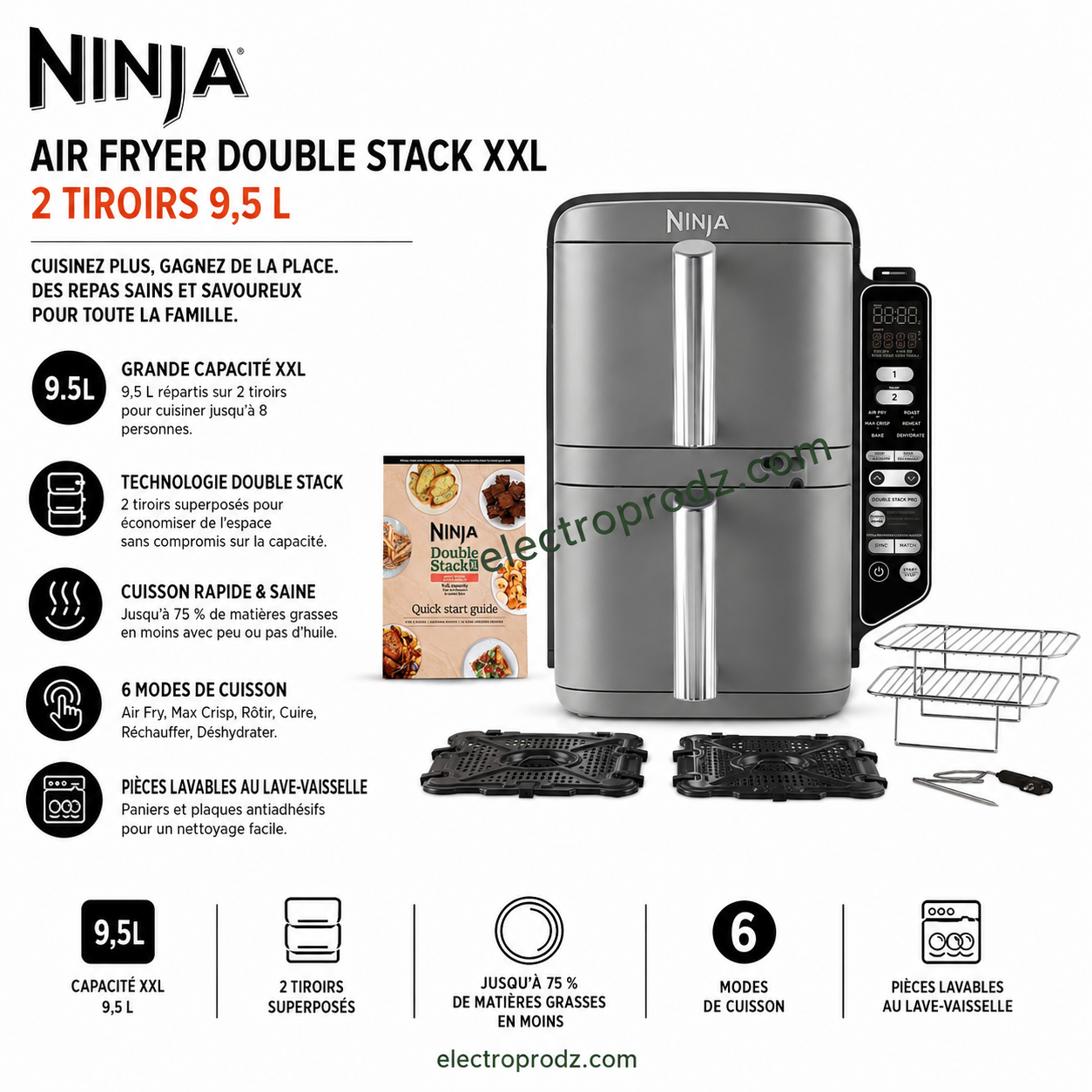 Ninja Air Fryer Double Stack XXL 2 tiroirs 9,5 L