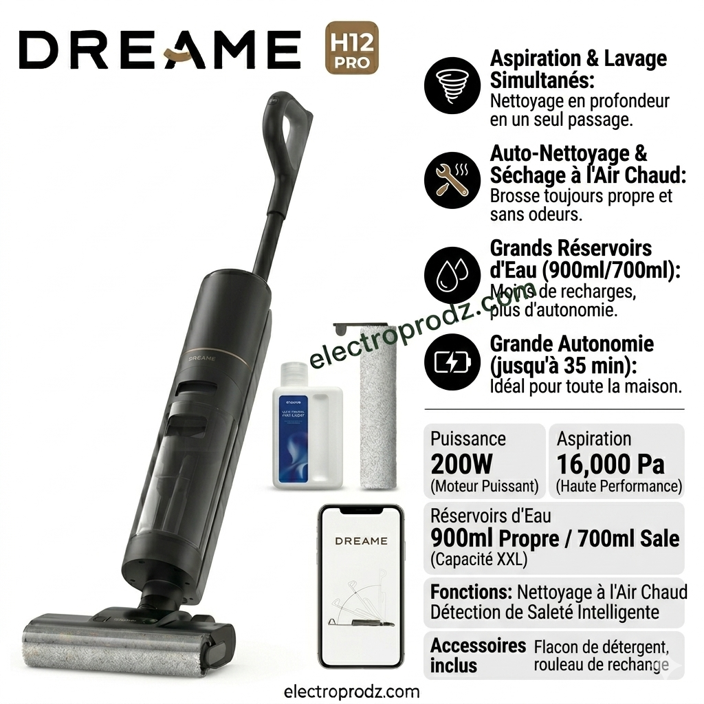 Dreame H12 Pro – Aspirateur & Laveur 2-en-1