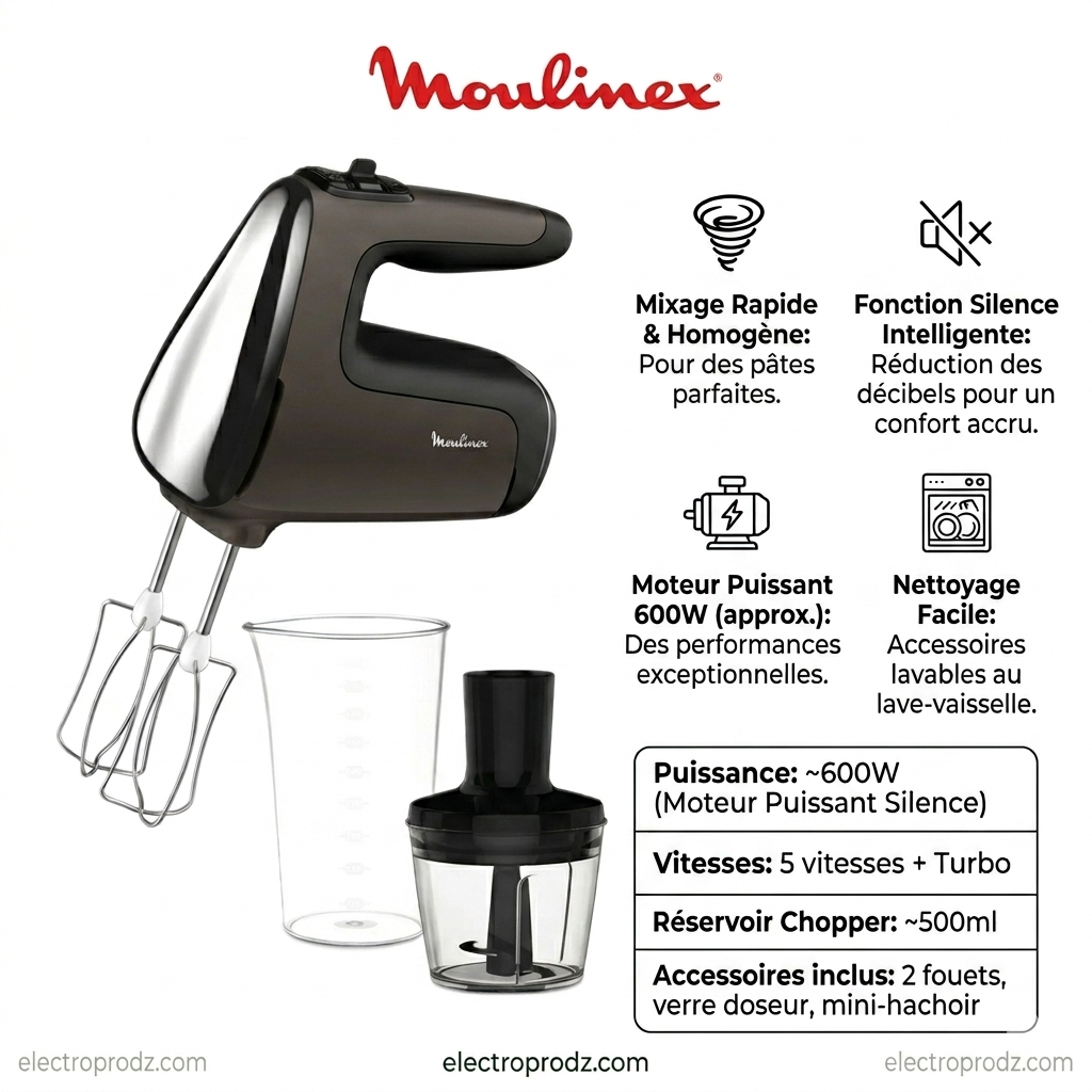 Moulinex PowerMix Silence – Performances Puissantes et Silencieuses pour Vos Préparations Culinaires