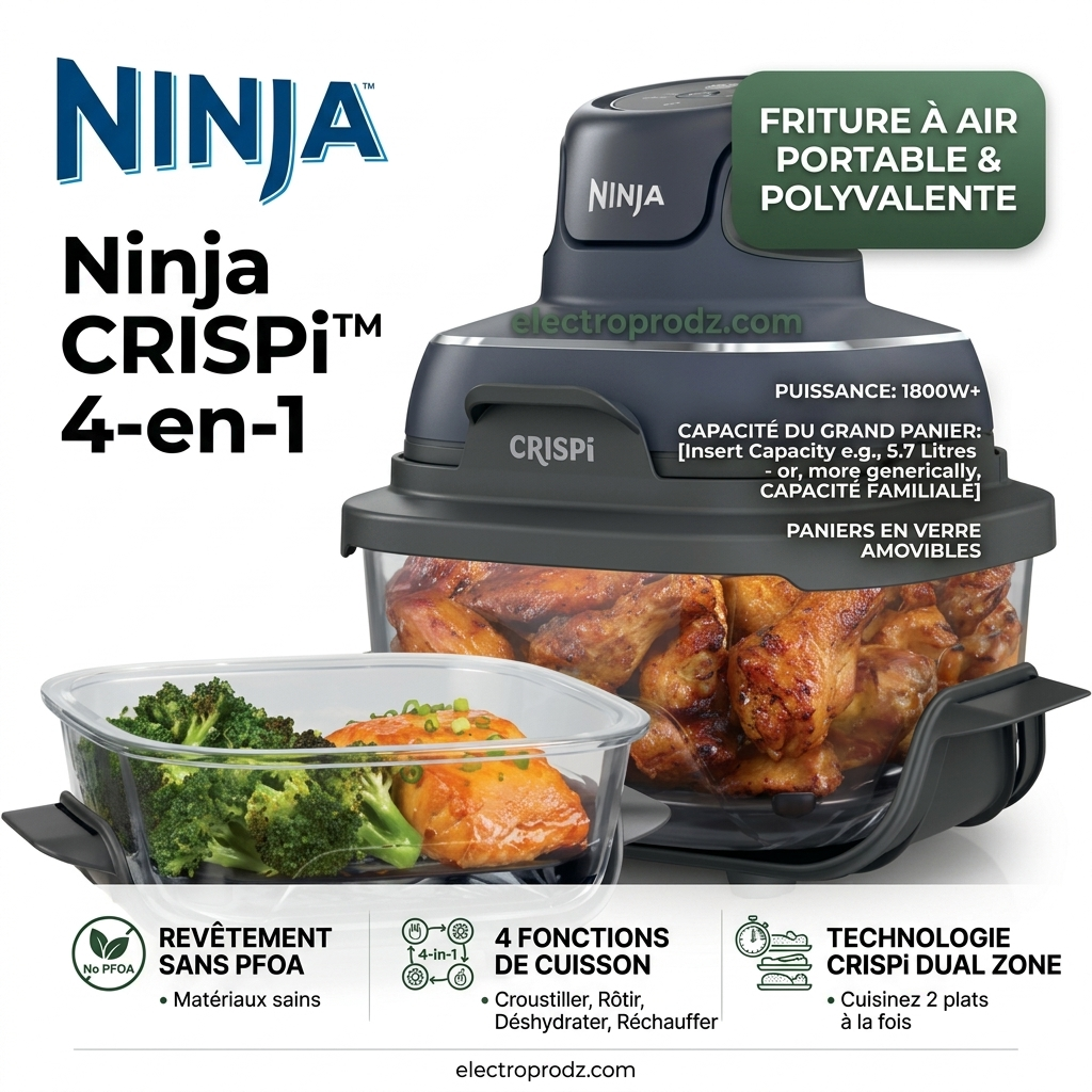 Ninja CRISPi 4-en-1 Sans PFOA – Air Fryer Portable Premium