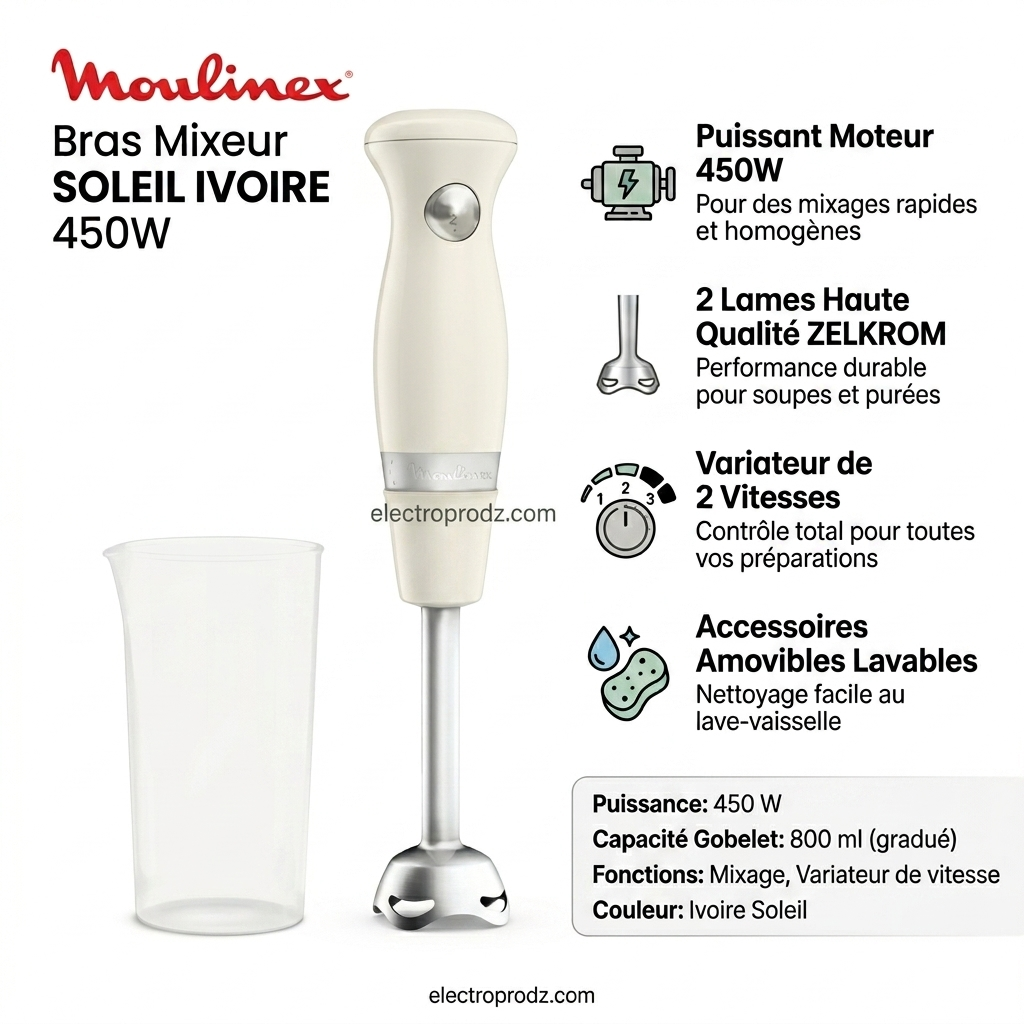 Moulinex Bras Mixeur SOLEIL 450 W IVOIRE