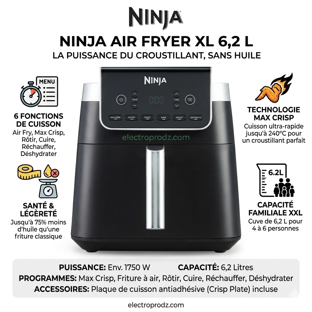 Ninja Air Fryer XL 6,2 L – La puissance du croustillant, sans huile
