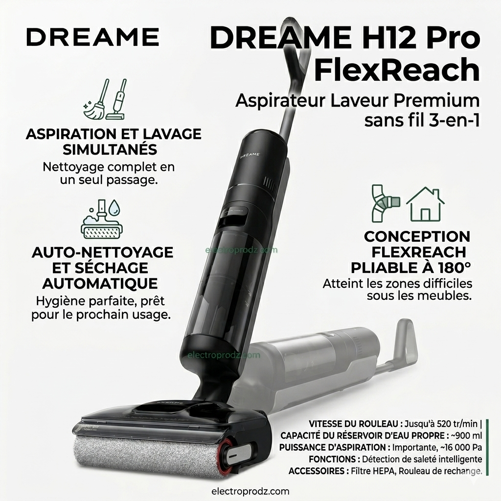 DREAME H12 Pro FlexReach Aspirateur Laveur
