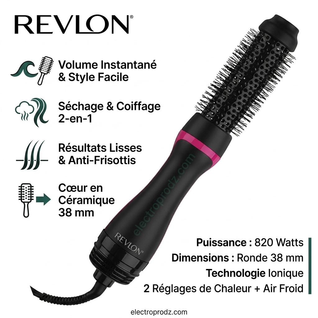 Brosse séchante et coiffante - REVLON - RVDR5292E - One Step Style Booster - Ronde 38 mm