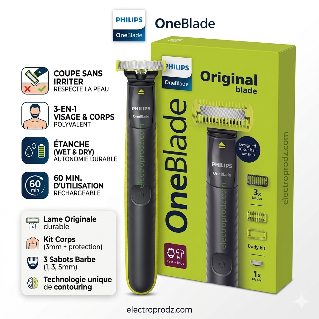 Tondeuse Rasoir Électrique 3En1 Visage/Corps OneBlade Philips QP1624/10