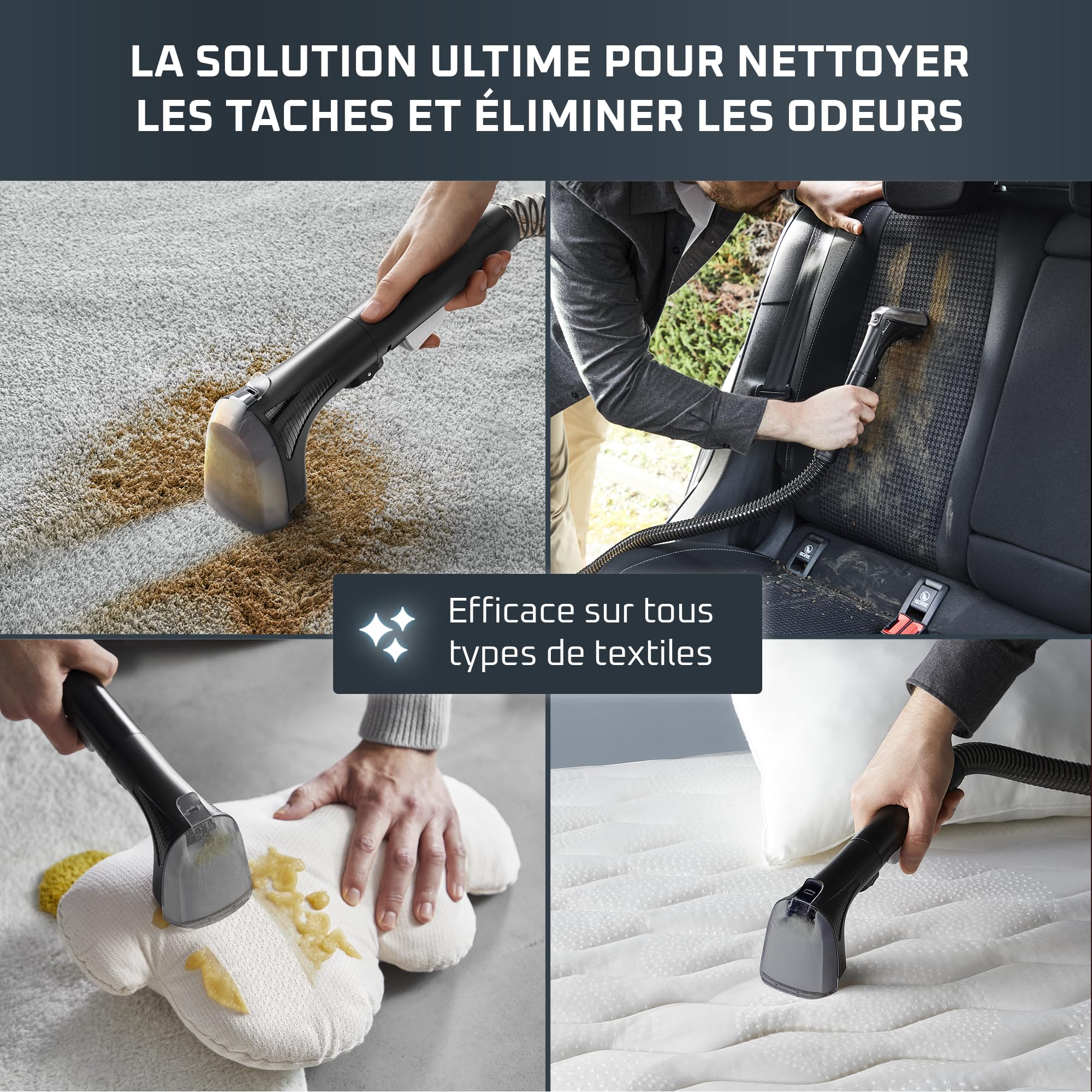 Clean It, Shampouineuse Détacheur, 750W, Polyvalent, Tous textiles 4 accessoires