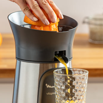 Moulinex PC603D10 Vitapress Direct Serve 3 Cones-Citrus Press Metallic Grey/Black 100W